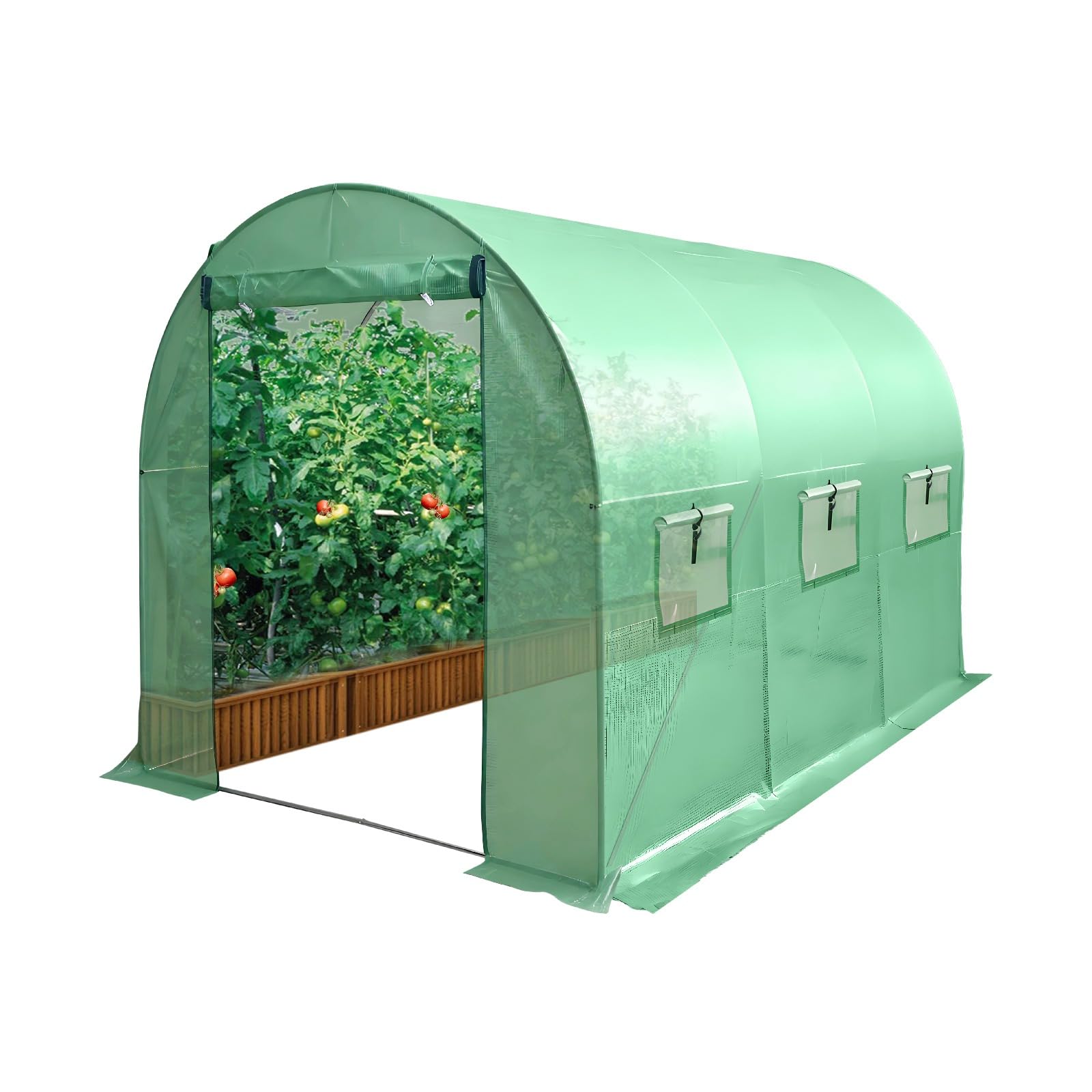 BIRCHTREE Invernadero de 3 m de largo x 2 m de ancho x 2 m de alto, túnel pollytunnel polly totalmente galvanizado antioxidante marco de acero de 25 mm