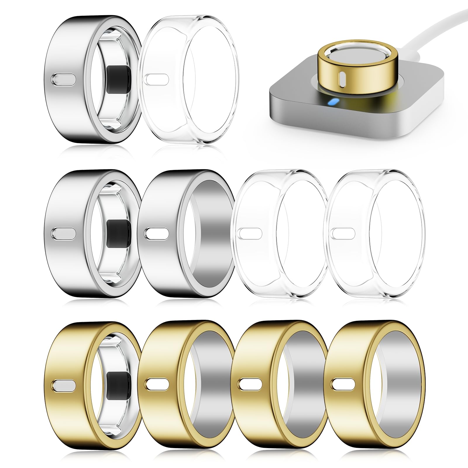 10 Pack Cover Compatible for Oura Ring 4/Gen 3 Heritage/Gen 3 Horizon,(NOT Compatible with Oura 4 Ceramic),Charging Directly,Rugged TPU Elastic Finger Protector for Workout Women Men-Size 8-picture-25