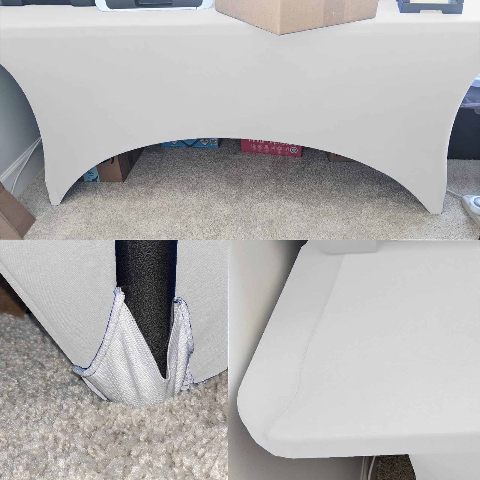 Tovaglia in spandex elasticizzato per tavoli rettangolari, lavabile, aderente, ideale per banchetti, matrimoni e feste, espositore, 72 x 30 pollici, bianco