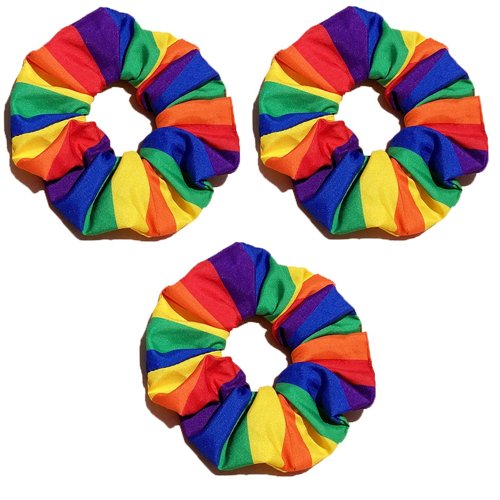 Totelux Rainbow Hair Ties Gay Pride Hair Scrunchies Ponytail Holder Elastics Hair Band Rainbow LGBT Hair Accessories for Women Girls Pride Day Party