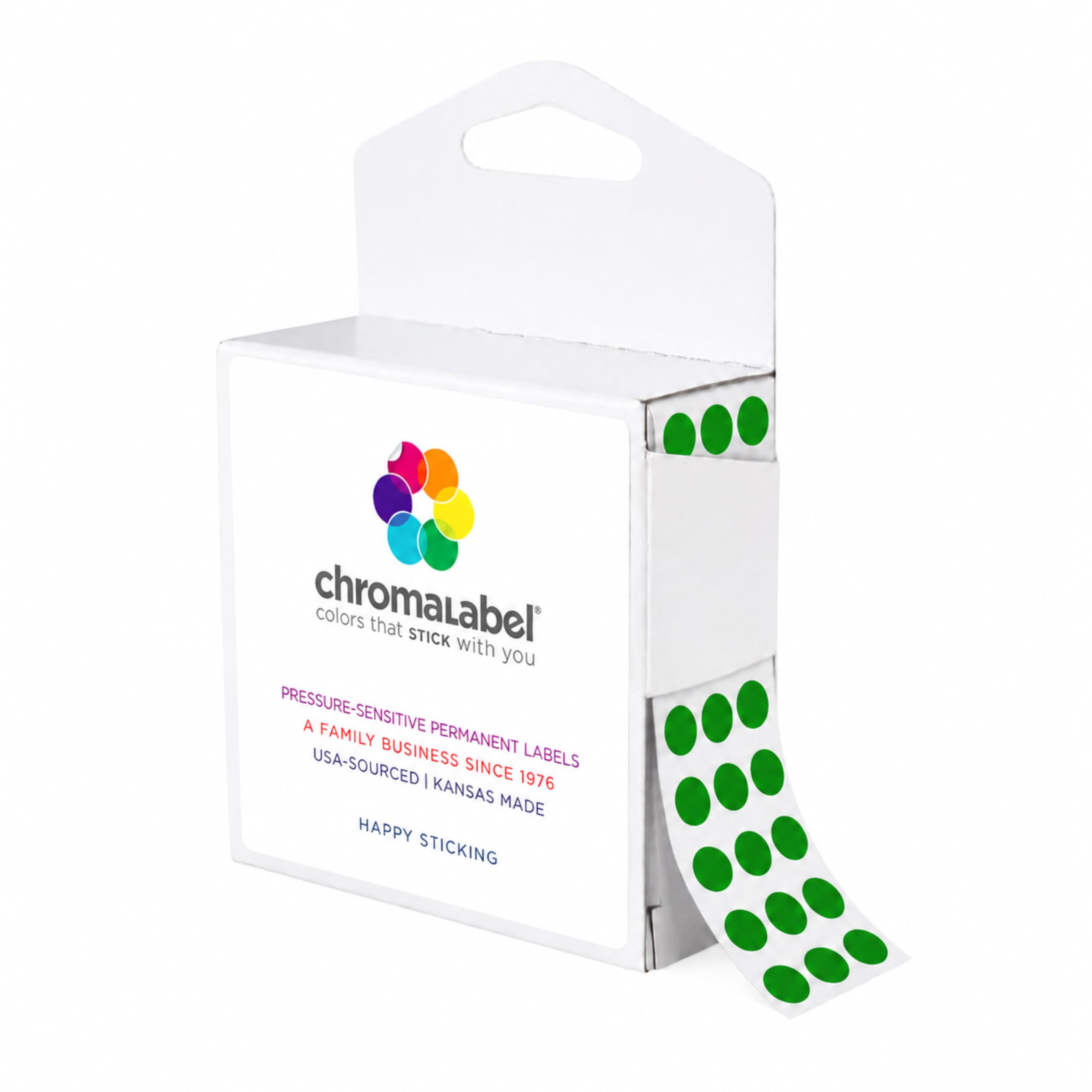 ChromaLabel 0.25 inch Green Sticky Color Coding Dot Stickers, Ideal for Pricing, Office Supplies, Teachers, Comes with Handy Dispenser - Great for Retail, Manufacturing, Recreation