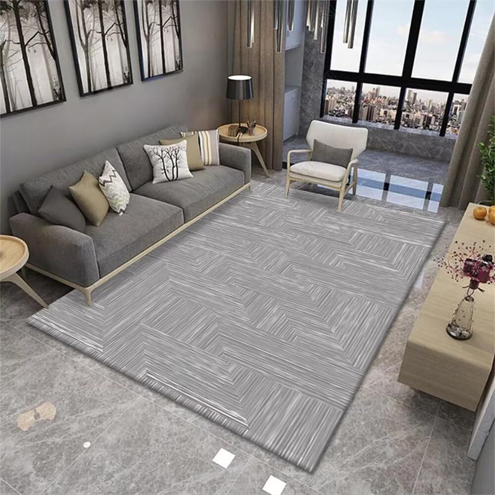 Tapis de chambre rectangle gris anti usure pour sol de salon et chambre ado garcon