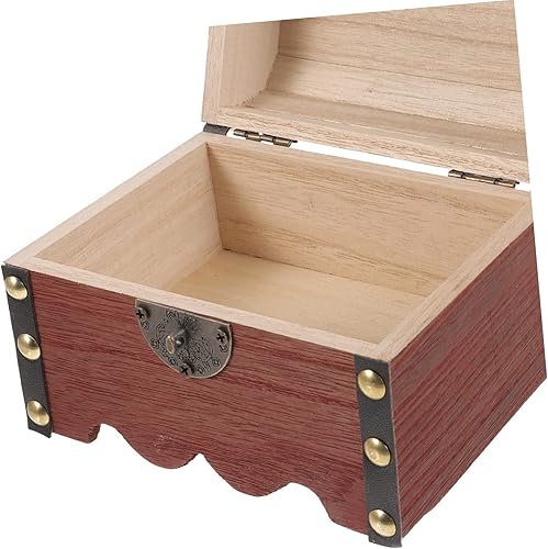 Miniatura 9 de Alcancía de madera con candado, caja decorativa de pirata, caja de madera para juguetes retro, caja de dinero con candado, caja de recuerdo retro