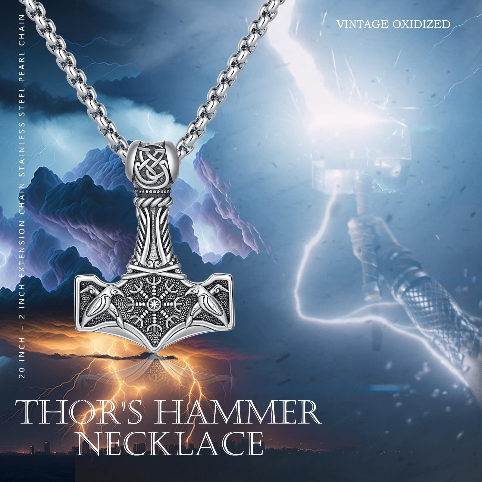 PAEYFO 925 Sterling Silber Wiking Halskette für Männer Damen