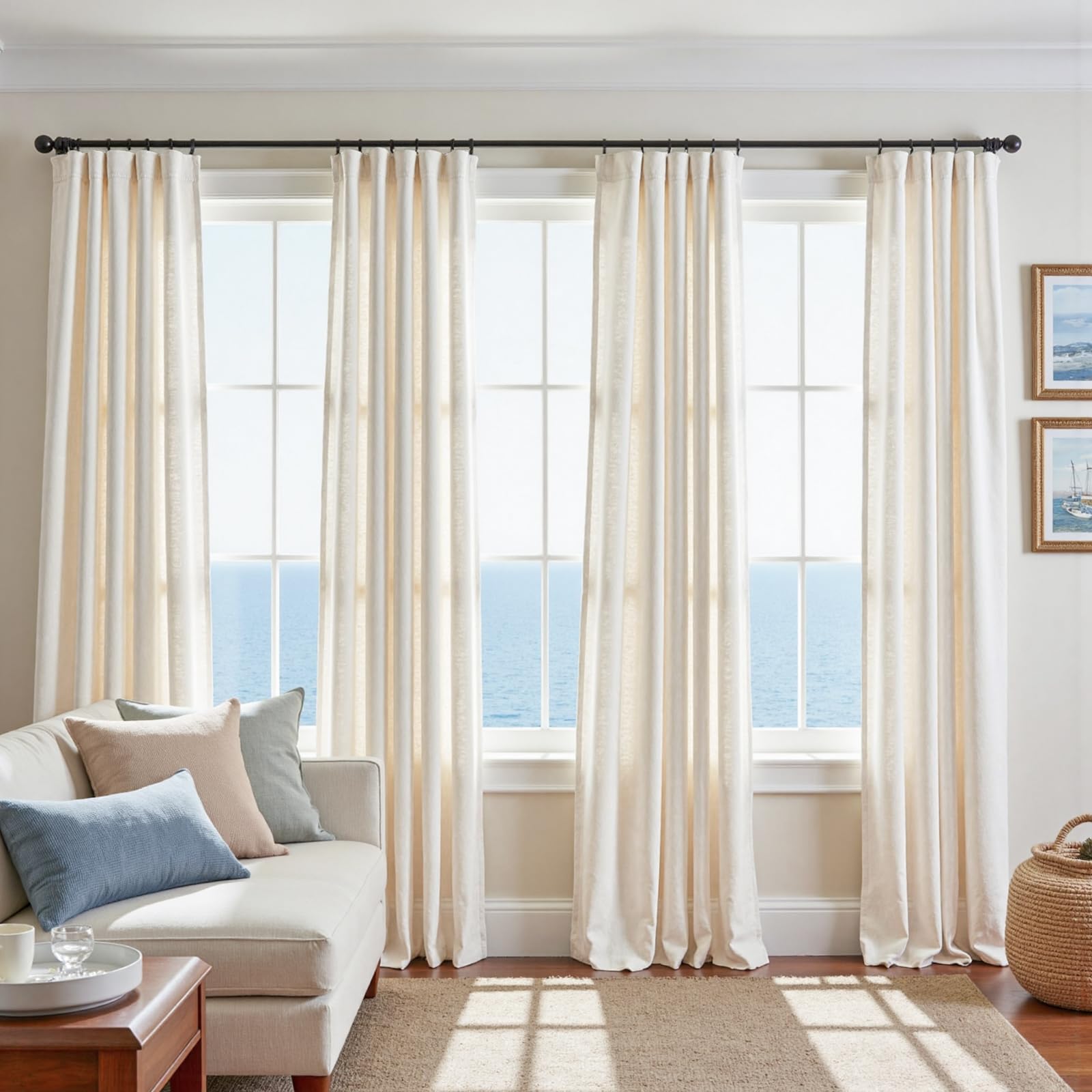 Amazon.com: jinchan Linen Curtains Light Filtering Back Tab 50x90