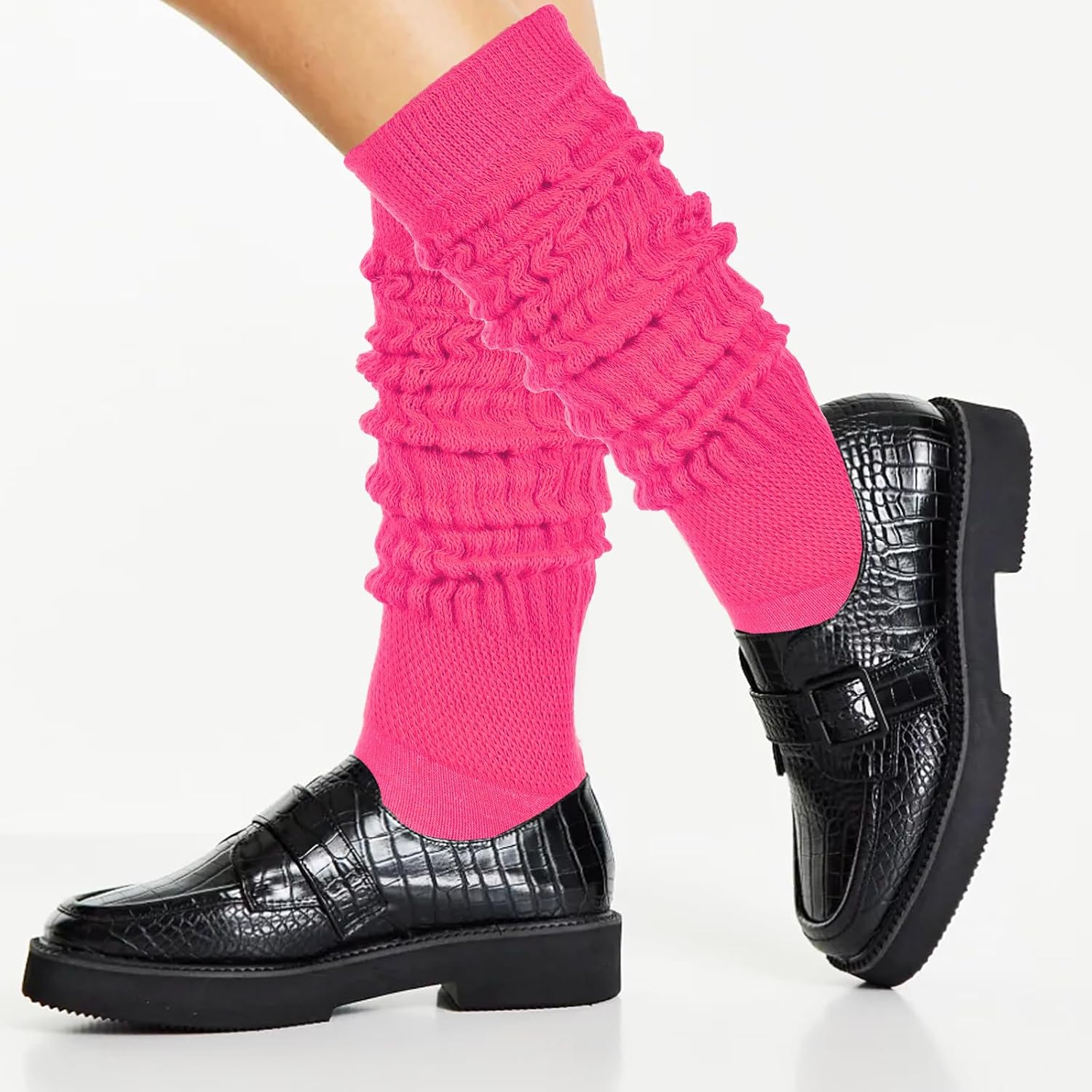 Slouch Socks Women, Extra Long Scrunch Socks Knee High Tube Long Socks Soft Knitted Boot Socks 80s 90s Neon Socks Woman - Image 2