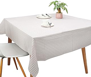 Tablecloths, Rectangle Vintage Table Covers Pure Cotton Gingham Tableclo...