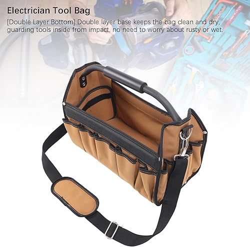 Miniatura 5 de Topyond 16-Inch Electrician Tool Bag,32 Pockets Heavy Duty Tool Bags for Men,Wide Mouth Toolbag,Large Capacity Oxford Cloth Open Top Tool Organizer