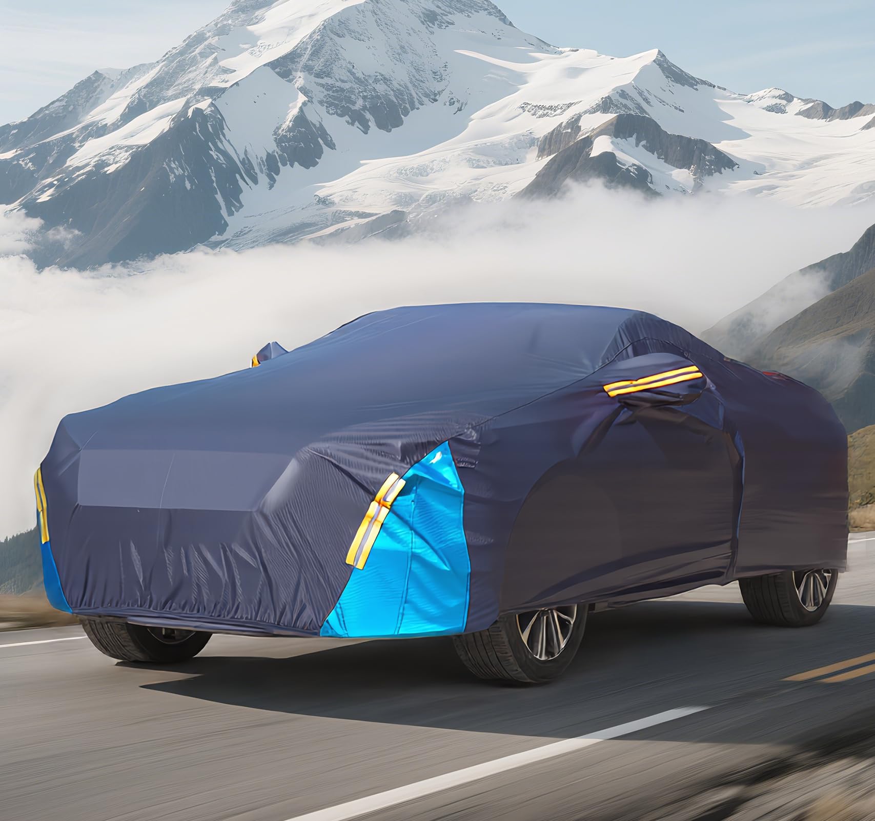 Car Cover Waterproof All Weather 6 Layers Outdoor Full Exterior Cover Rain Sun UV Snowproof Protection with Zipper — view 7