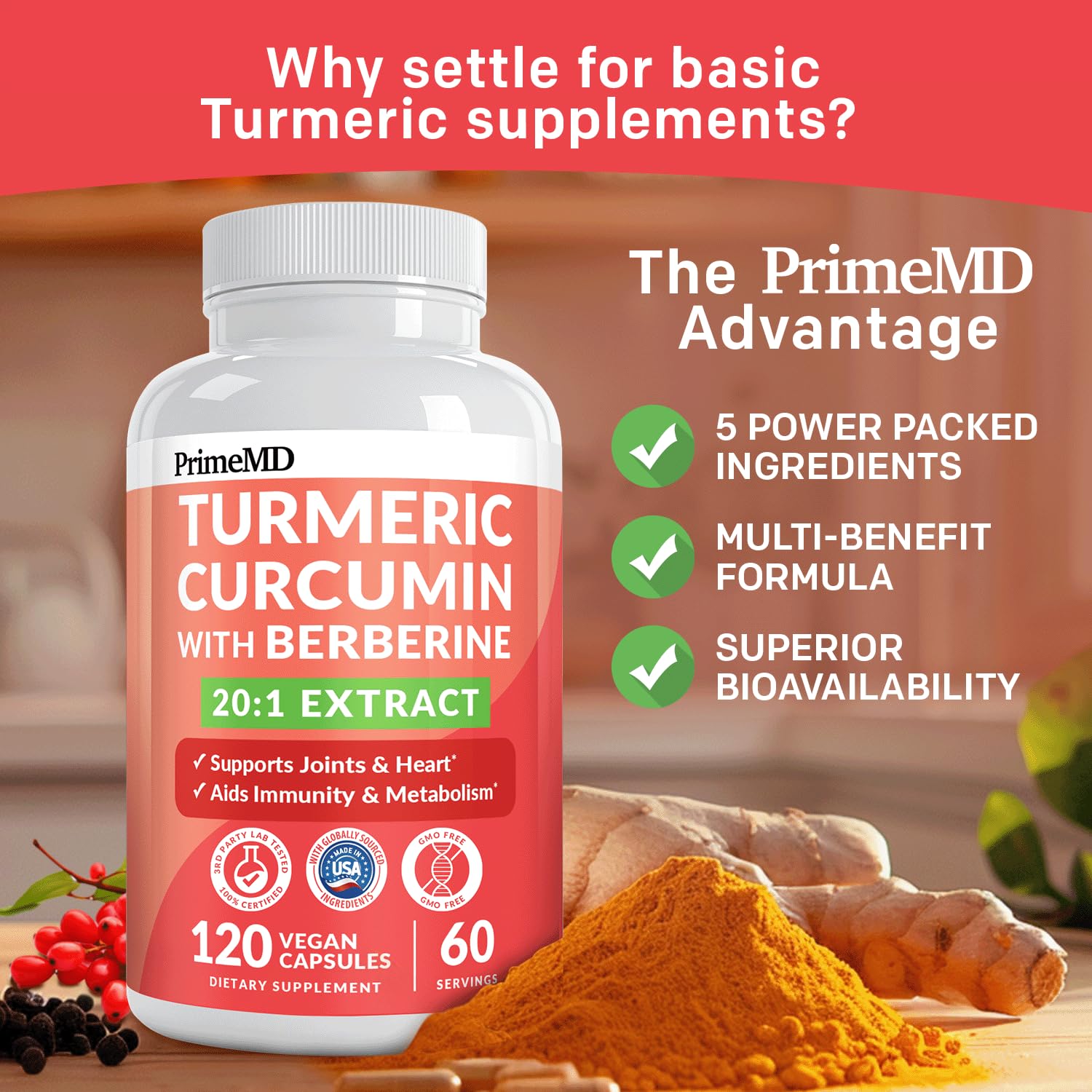 PrimeMD 5-in-1 Turmeric Curcumin with Berberine & Ginger, 120ct — Amazon image 7