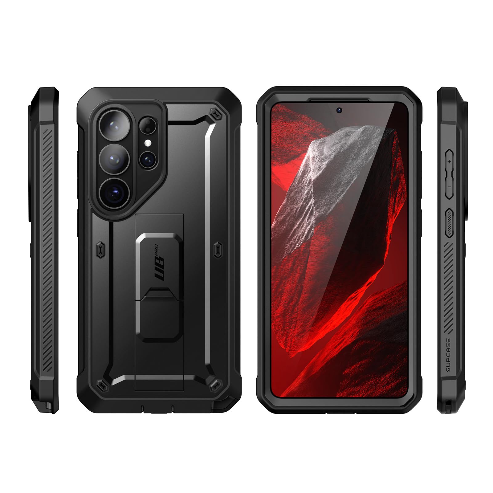 SUPCASE für Samsung Galaxy S26 Ultra Hülle Outdoor Handyhülle, Schwarz | Bumper Case mit 2 Vorderseite (ohne Displayschutz + mit Displayschutz) Cover mit Gürtelclip und Ständer [UBPro] für S26 Ultra