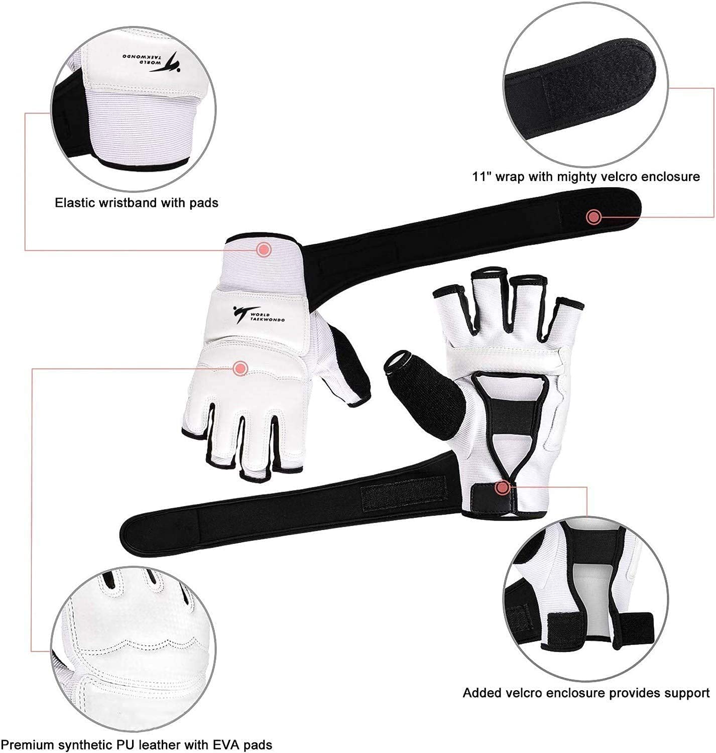 Taekwondo Gloves Men Women Kids Half Finger Leather for Martial Arts Training Equipment MMA Sparring - Image 2