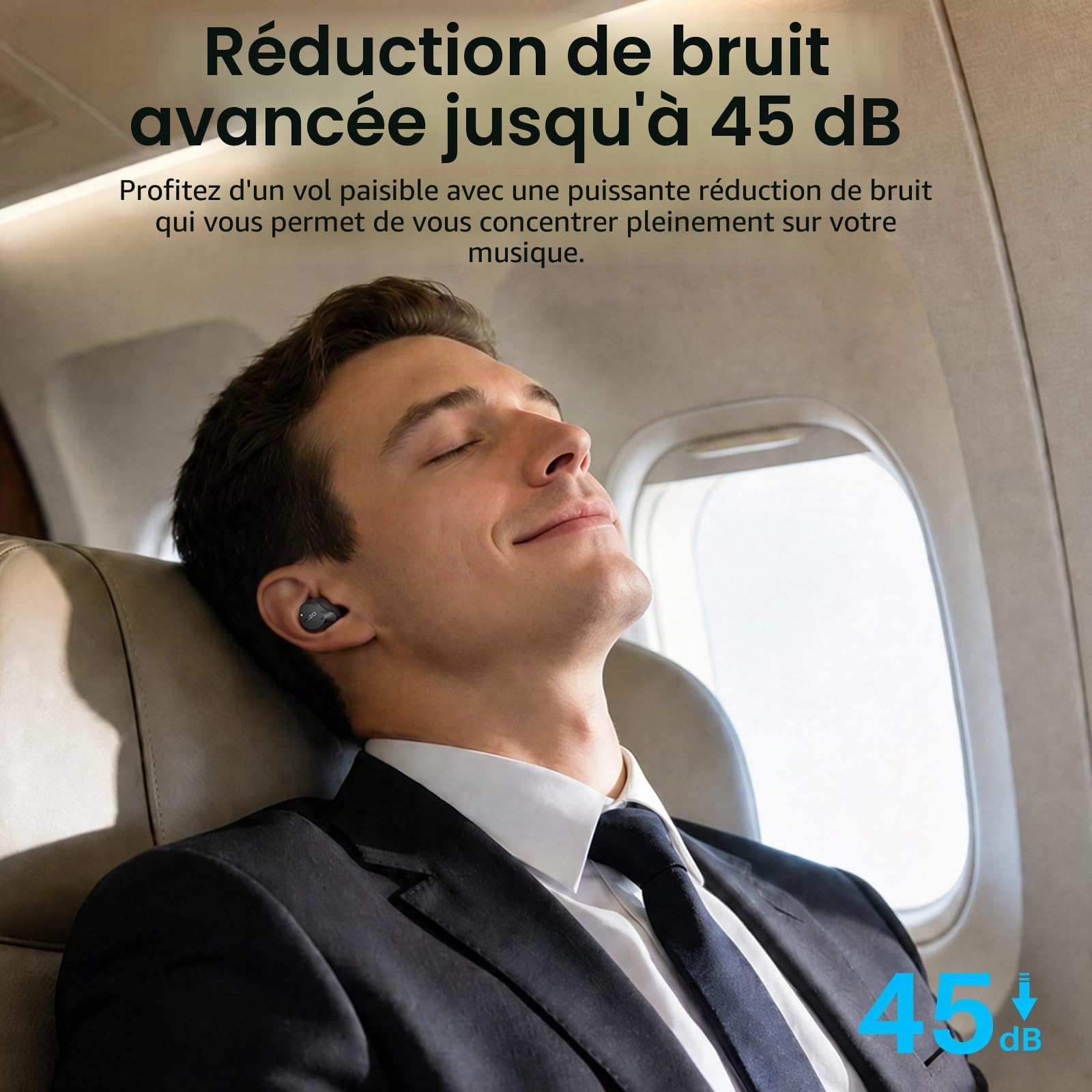 TOZO NC9 Écouteurs Bluetooth 5.3 sans Fil avec ANC Hybride Jusqu’à 45 DB