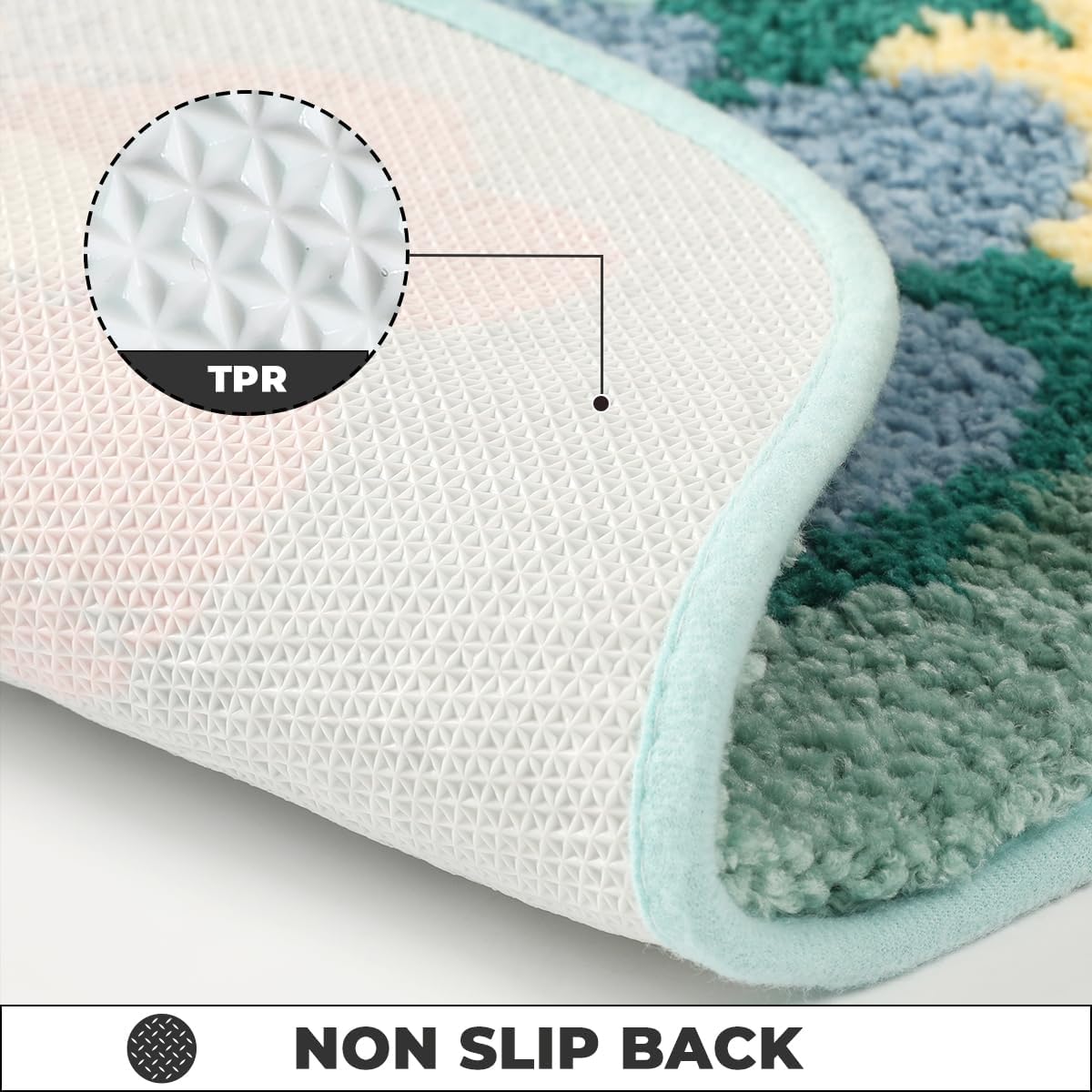 Flowers Extra Absorbent Bathroom Carpet Non Slip and Thick Microfiber Bath Rug Machine Washable Bath Mat for Bath Tub, Living Room and Bedroom (18"x27", Green)