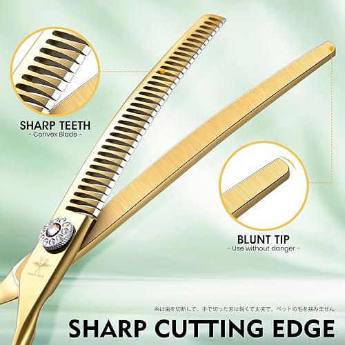 Miniatura 3 de PURPLEBIRD Tijeras curvadas para el aseo de perros, 7 pulgadas, tijeras profesionales de adelgazamiento de punta roma, tijeras de corte para perros,