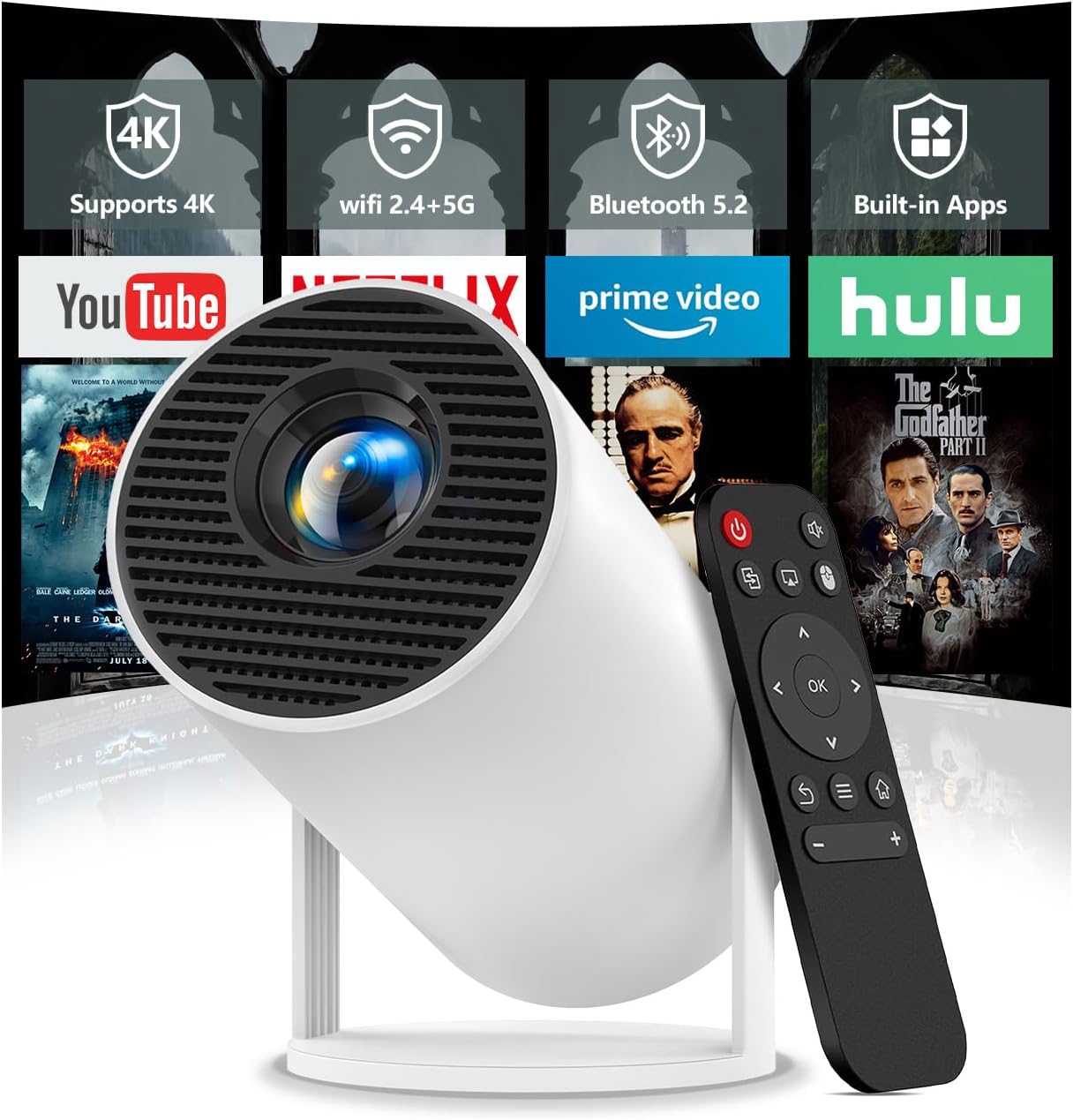Mini Projector with WiFi and Bluetooth,4K...