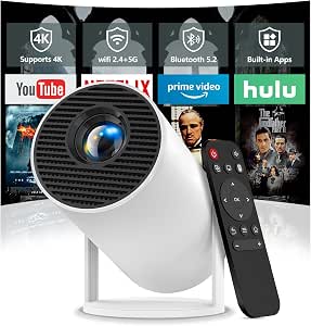 Mini Projector with WiFi and Bluetooth, 4K Support Portable Projector
