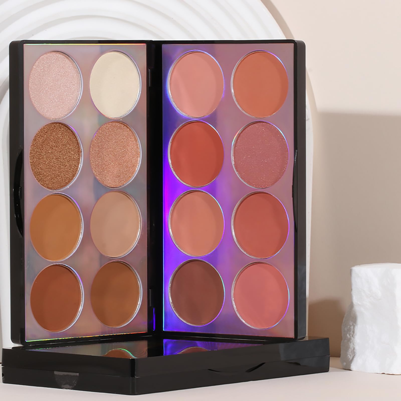 Prreal 16 Colors wielofunkcyjna paleta do konturowania i rozświetlania i różu | 3 w 1 paleta cieni do powiek z konturowym różem i bronzerem, naturalne cienie do powiek i smug