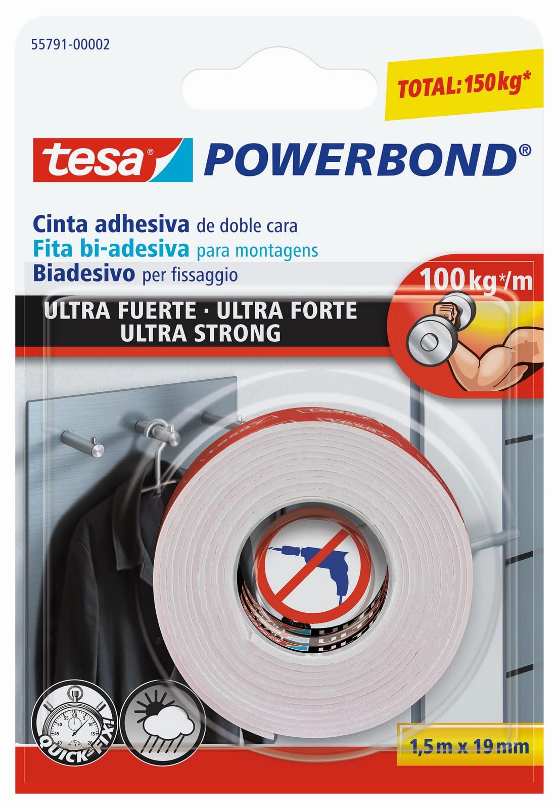 12PZ NASTRO BIADESIVO TESA POWERBOND ML.1,5X19MM.