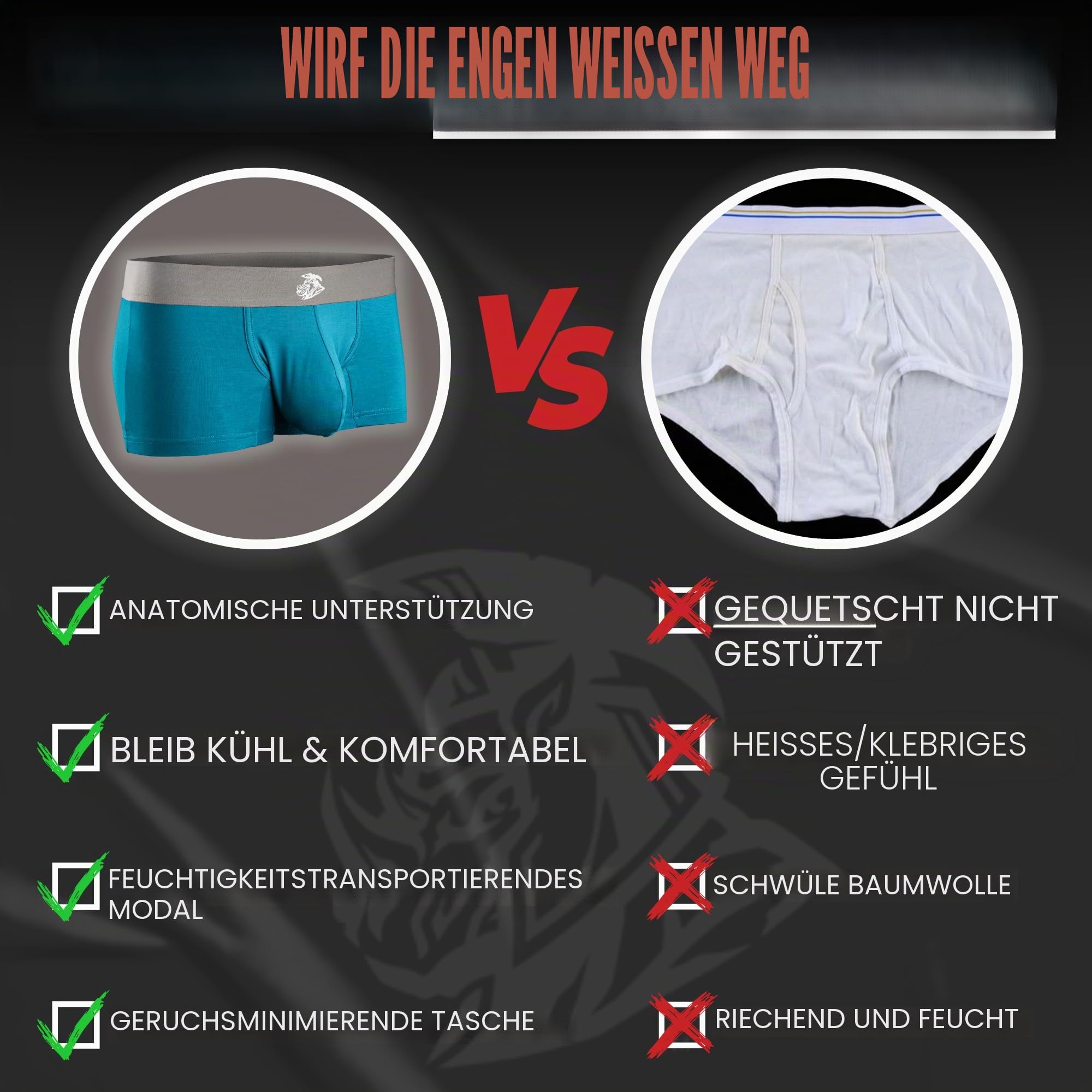 Real Men Bulge Enhancing Pouch Unterwäsche für Herren - 1 oder 3er Pack Set - Modal Boxershorts ABCD Pouch, C Pouch 7,6 cm 3er-Pack - Schwarz Blau Grau, Medium