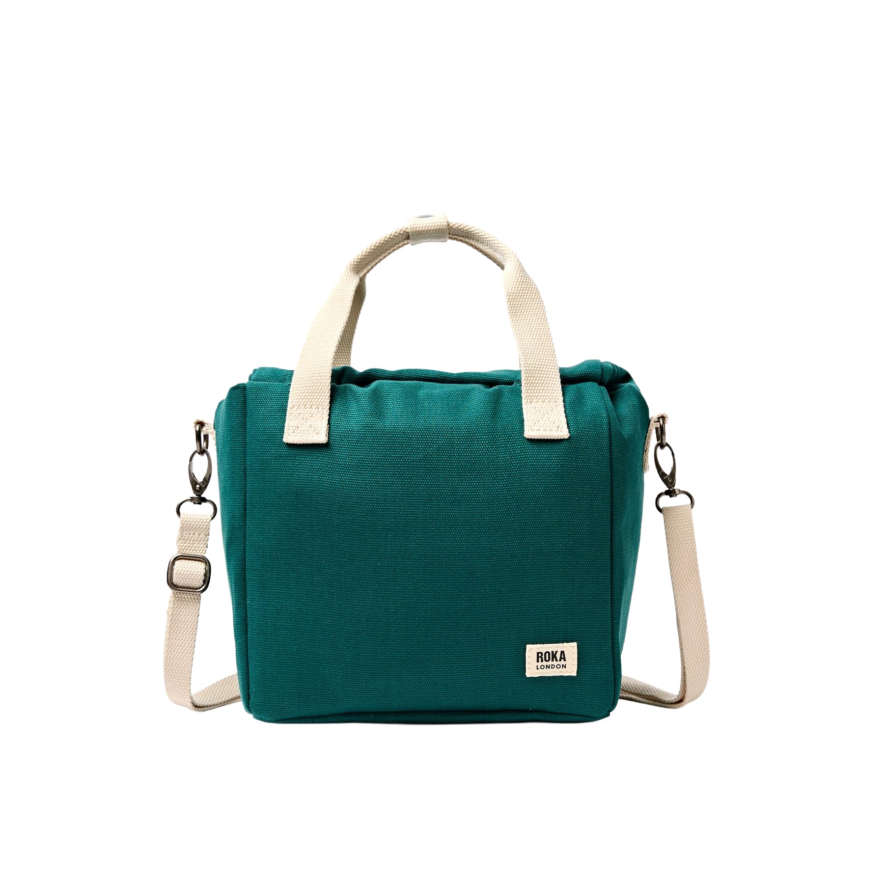 ROKA London Hampstead Insulated Lunch Bag – Roll Top Lunch Tote Cooler Bag with Adjustable Shoulder Strap, Water Resistant Reusable Lunch Bag for Work, School, Picnic & Travel (Teal)