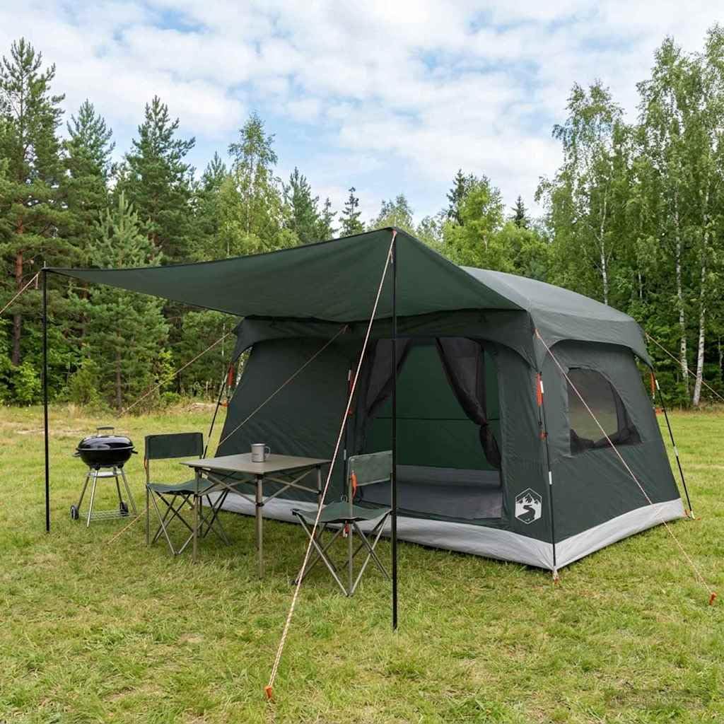 Namiot rodzinny z dachem, oliwkowa zieleń, poliester 320 x 210 x 180 cm, składany namiot kopułowy dla rodziny, w zestawie moskitiera i ochrona przed promieniowaniem UV, na kemping, plażę