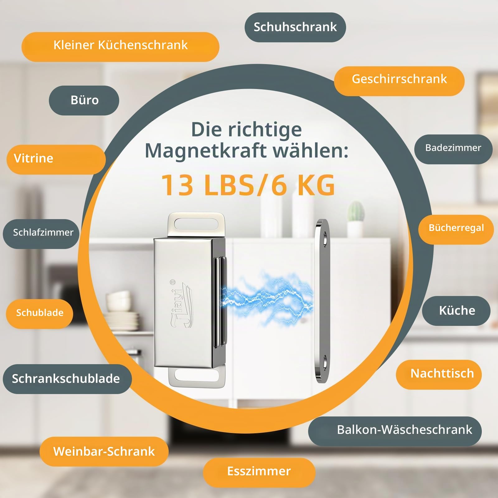 Magnetschnäpper Jiayi 6 Stück Tür Magnete für Schranktüren Magnetverschluss Schrank Magnete Türmagnete für Möbel Edelstahl Schubladen Magnet Türschließer Möbelmagnete Türmagnet Selbstklebend