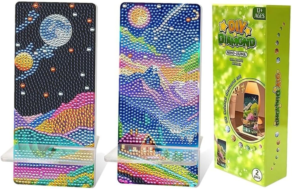 NIHO-JIUMA Diamond Art Phone Stand Kits, 2pcs Diamond Painting Phone Holder