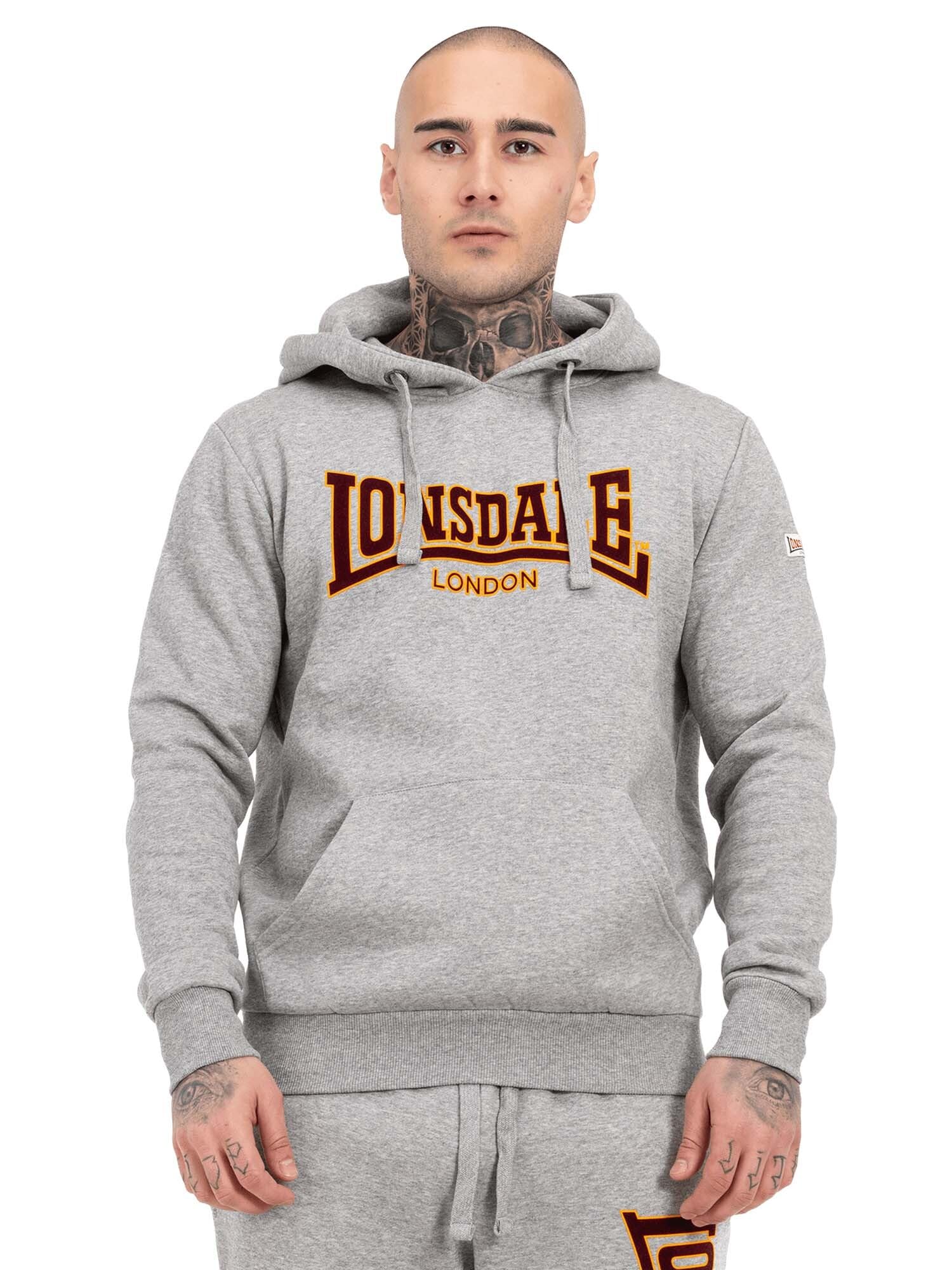 Lonsdale Men's Hooded Classic Ll002 Sweatshirt, Marl Grey, M