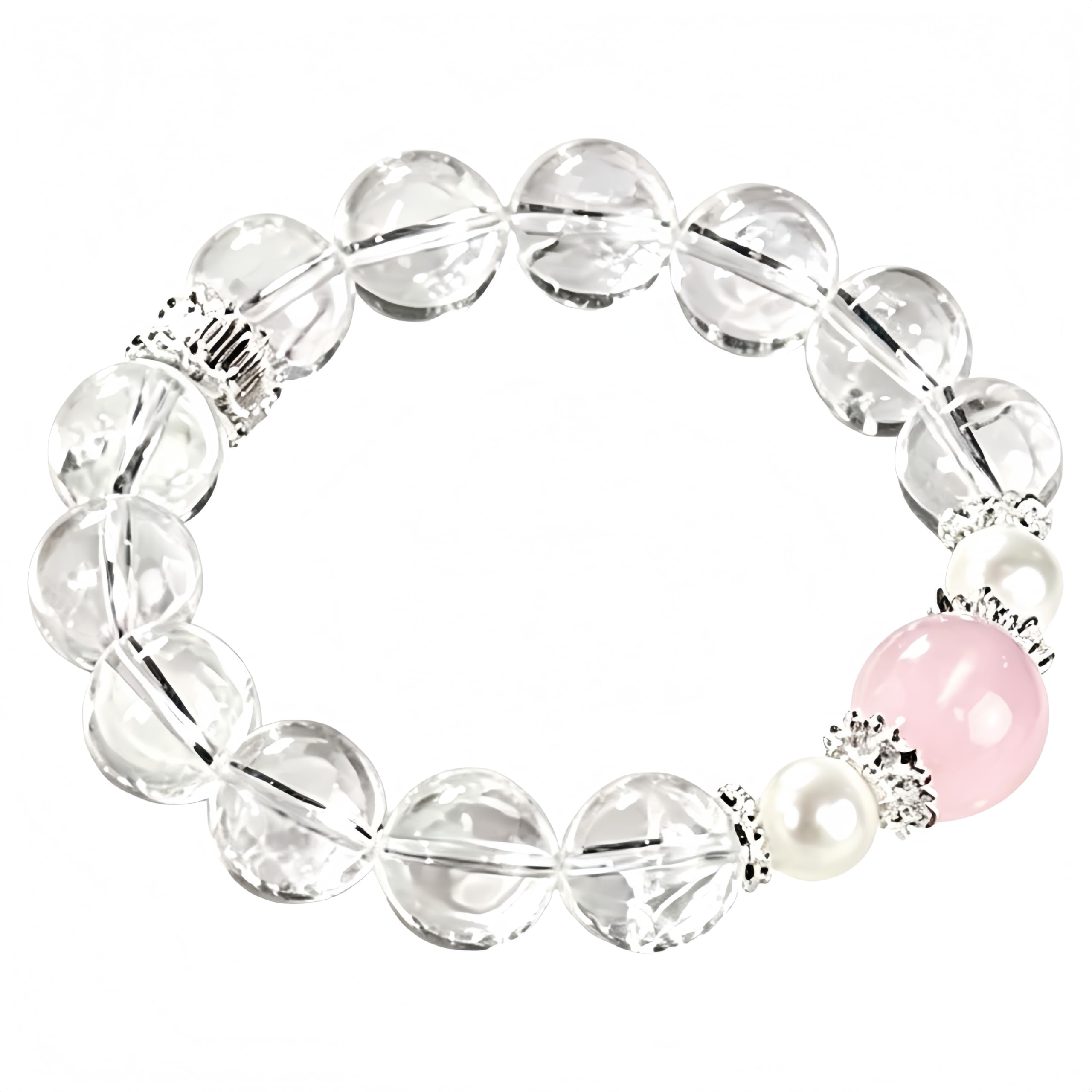 Braccialetto Elastico Bracciale In Quarzo Rosa Naturale Bianco Da 12mm