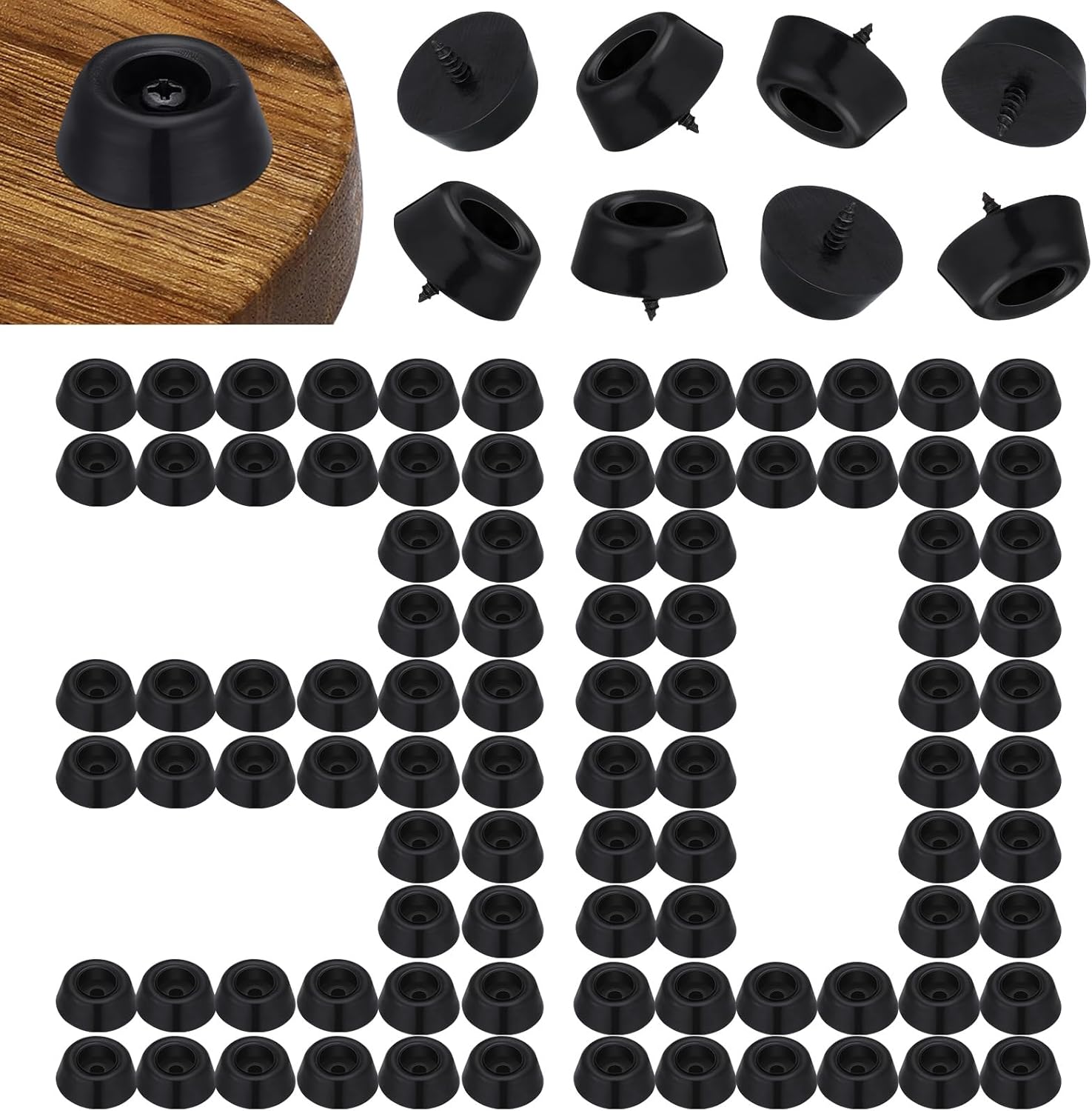Singhoow 30 Pcs Rubber Feet for Cutting Board 1'' Cutting Board Feet