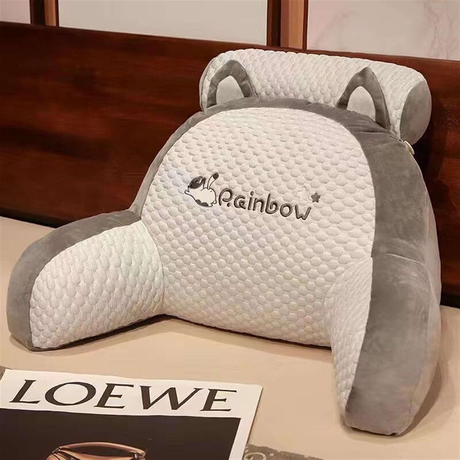 MYXJX back support cushion, Bed Rest Lumbar Support Cushion with Arm Breathable Seat Relax Pillow(Gray,70 * 45cm)