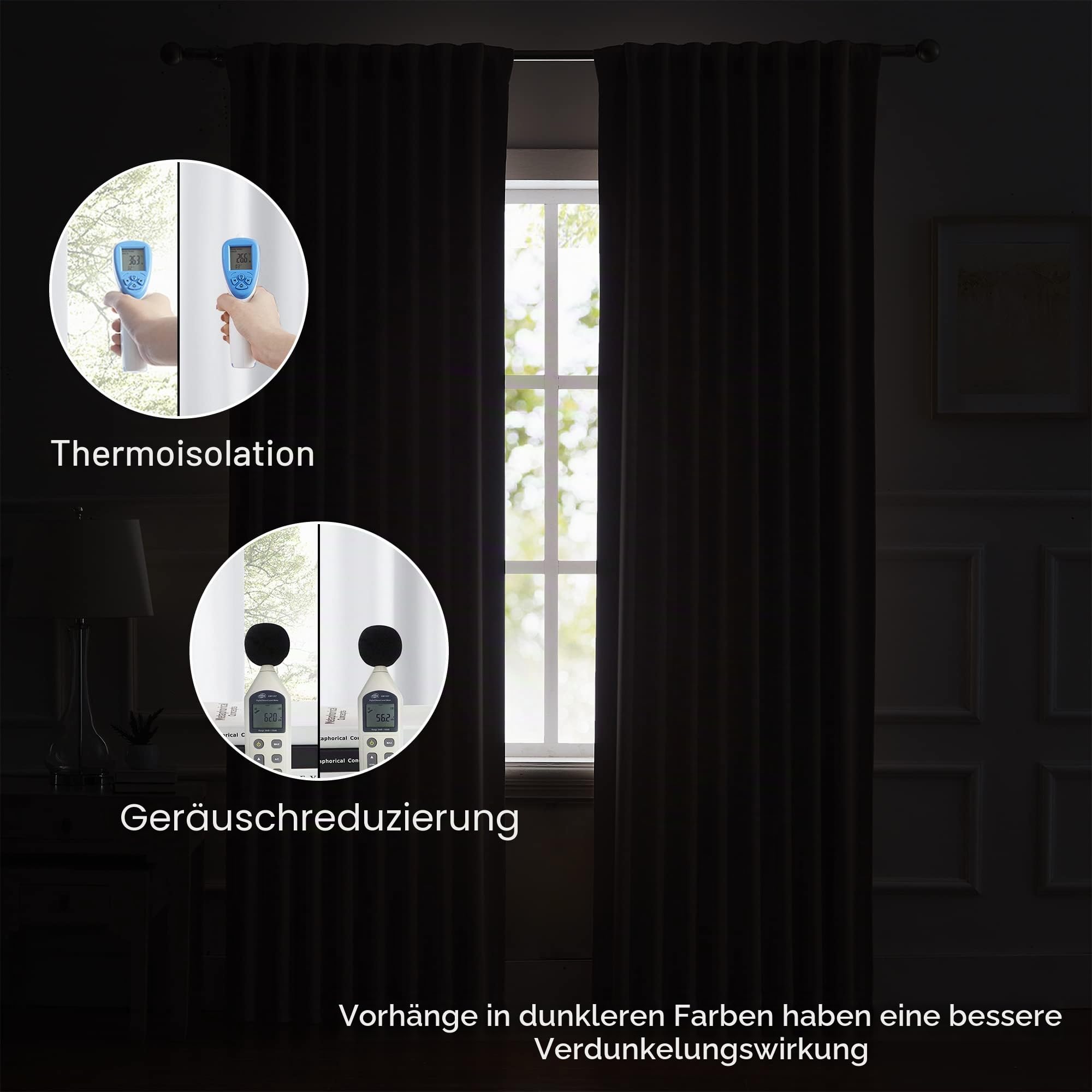 DUALIFE Extra Lange Vorhänge – Maßgeschneiderte 3.4 m Lange Vorhänge, hohe Deckenschränke auf der Rückseite und Stangentasche, 2 Geschichten, 132x332 cm, 2 Paneele