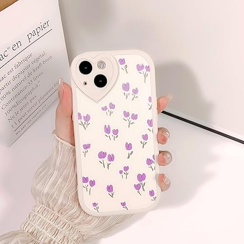 Miniatura 2 de Funda compatible con iPhone 13, diseño floral con lente de amor, protector de parachoques para niñas y mujeres, TPU suave a prueba de golpes, para