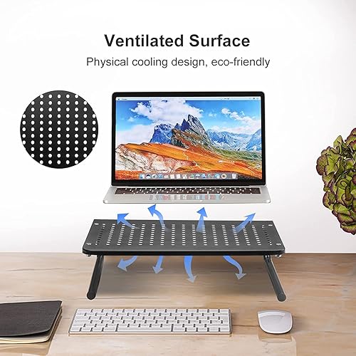 Miniatura 3 de suptek Soporte elevador de monitor para computadora, laptop, impresora, notebook y todas las pantallas planas con plataforma de metal ventilada y