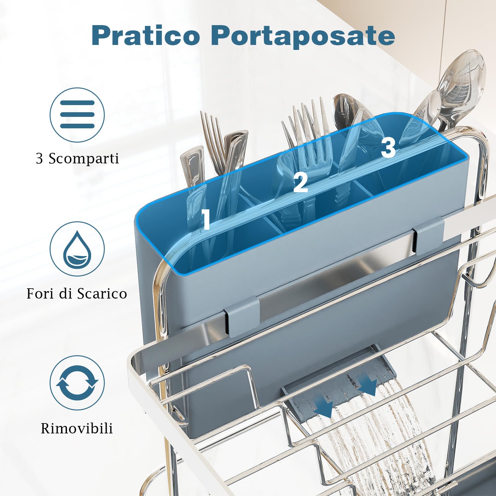 COSTWAY Scolapiatti da Appoggio a 2 Livelli in Acciaio Inox