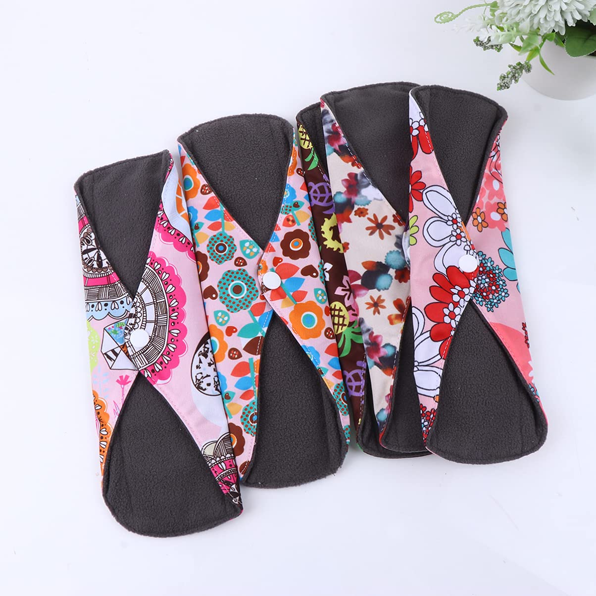 8pezzi Assorbenti Igienici Lavabili Bambù Design Traspirante Con Sacchetto Completo Per Donne Colori