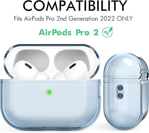 Miniatura 9 de NIUTRENDZ Funda protectora para AirPods Pro 2 2022 de TPU suave con cordón LED frontal visible compatible con AirPods Pro de 2 generación (rosa