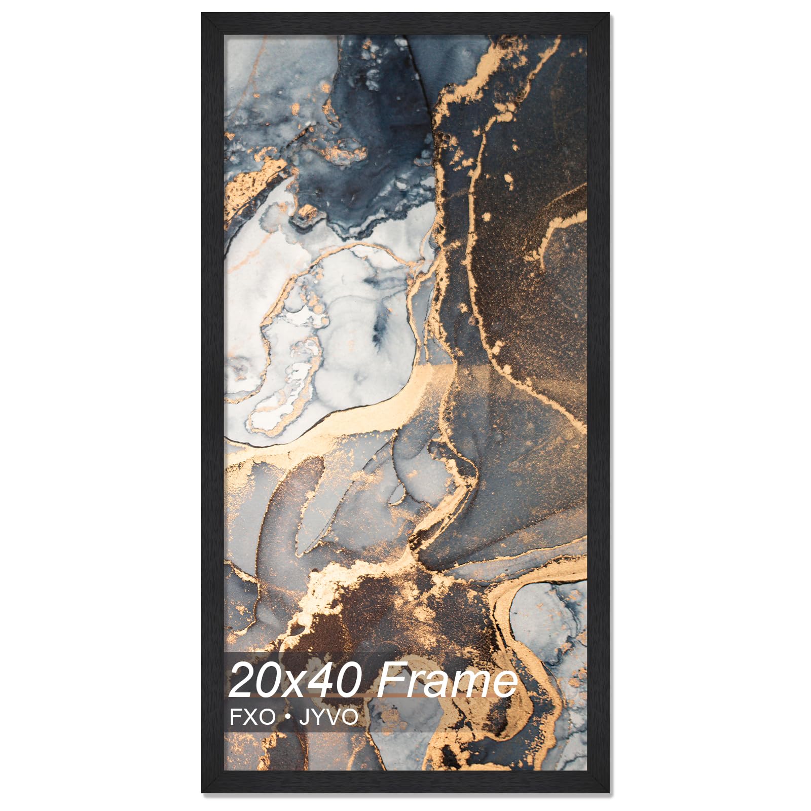Engineered Wood 20x40 Frame, Black Picture Frame for 20 x 40 Inch Poster Puzzle Photo, Light Weight 20 by 40 Poster Frame with Wood-grain for Wall - 1 Pack/Black/20 x40