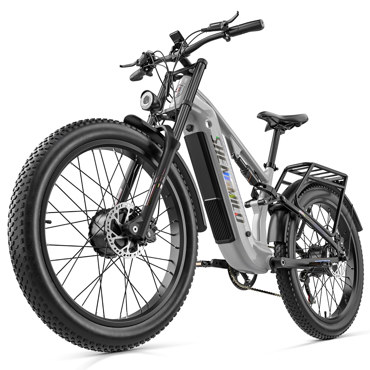 mountainbike elektromotor shengmilo S600 Dual Motor Electric für Erwachsene, Vollfederung, 48V17.5AH Li-Ion Akku, Dual Hydraulic Oil Brake ebike, DREI Fahrmodi Sport & Freizeit Color:Aluminum Silver Winora Yucatan X9 High model-gaind31