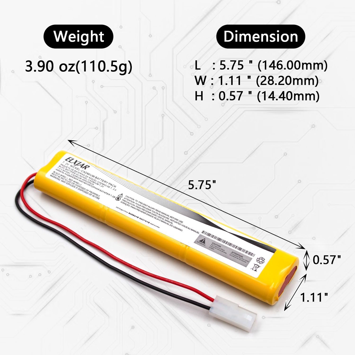 (2-Pack) 7.2V 800mAh Ni-Cd Battery for OSI OSA279, XLT20 Fisher image 2