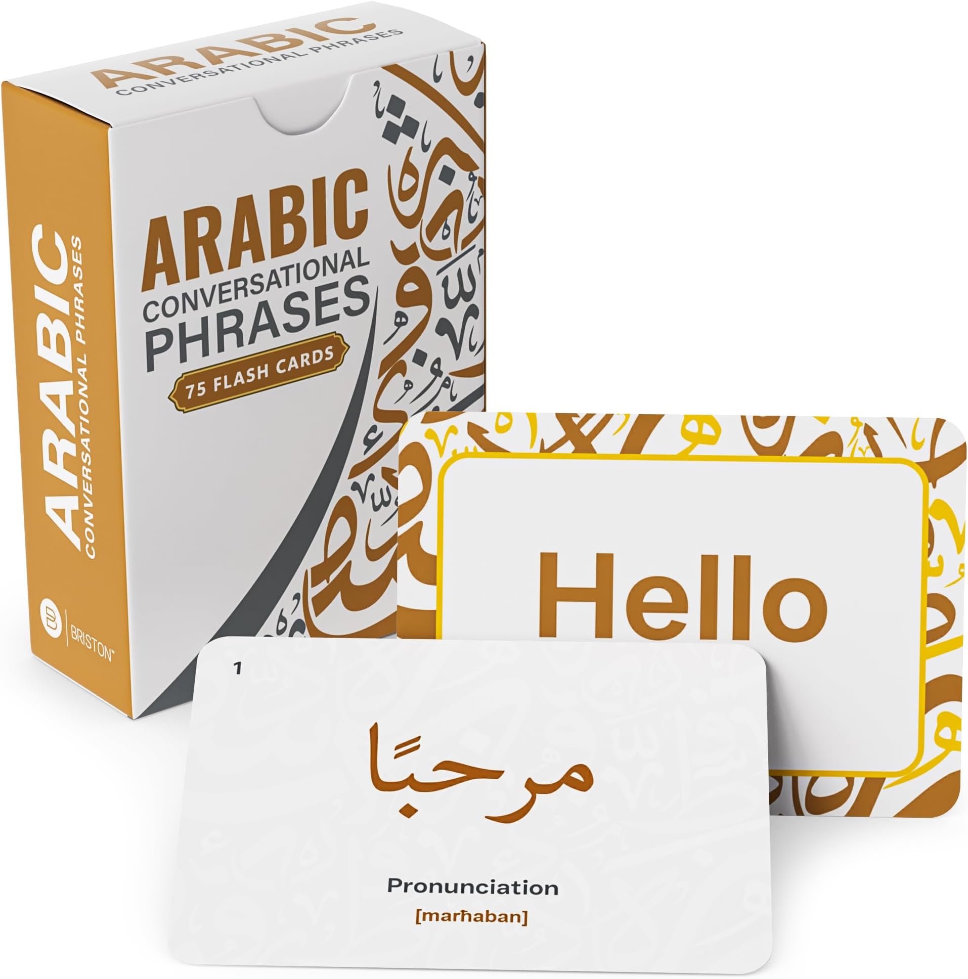 Arabic Conversational Phrases Flash Cards with Audio – 75 Language Learning Cards for Beginners – Learn Arabic Pronunciation, Greetings, Daily Phrases, Hobbies, and Class Vocabulary – Briston