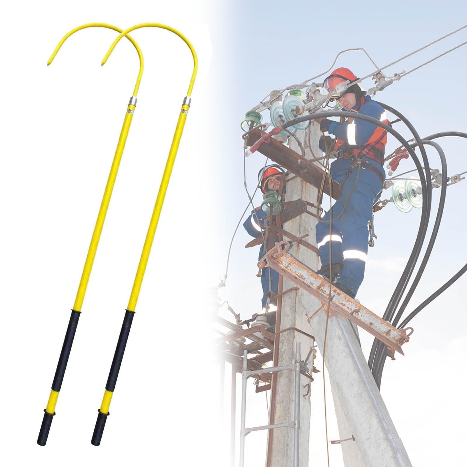 GHHVFEC Insulated Rescue Stick - Lightweight Electrical Rescue Hook with Reinforced Fiberglass Handle, Anti-Electrocution Emergency Pole for Electric Vehicle Recovery & Safety Situations