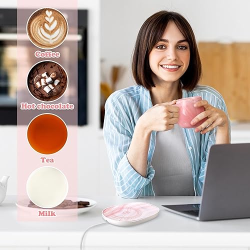 Miniatura 4 de Nitial Bible Verse Coffee Mug Warmer Set for Women Pink Christian Gifts Marble Mug Warming Plate Birthday Gift Christmas Graduation Gifts for