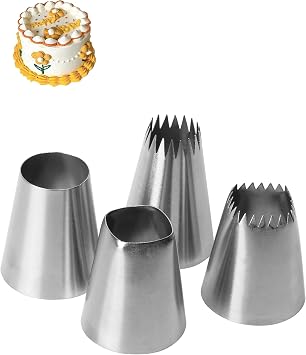 4 Pcs X-Large Stainless Steel Piping Nozzles Set for Cake Decorating