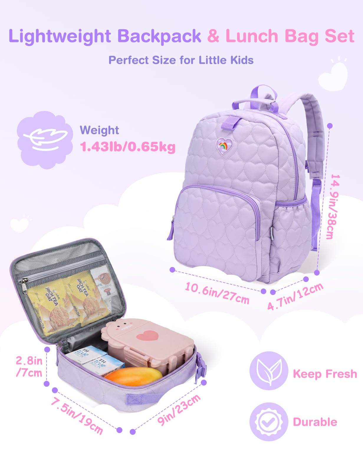 Chase Chic Mochila Niña Niño, Juego de Mochila Escolar Bolsa Termica Infantil 3-7 Años Ligera Mochila Escolar para Colegio