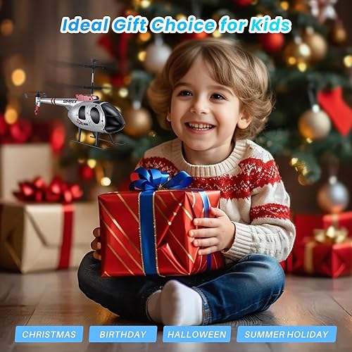 Miniatura 7 de SIMREX Helicóptero a control remoto, juguete de helicóptero para niños y principiantes, retención de altitud, 2 velocidades, 2 baterías, regalo para