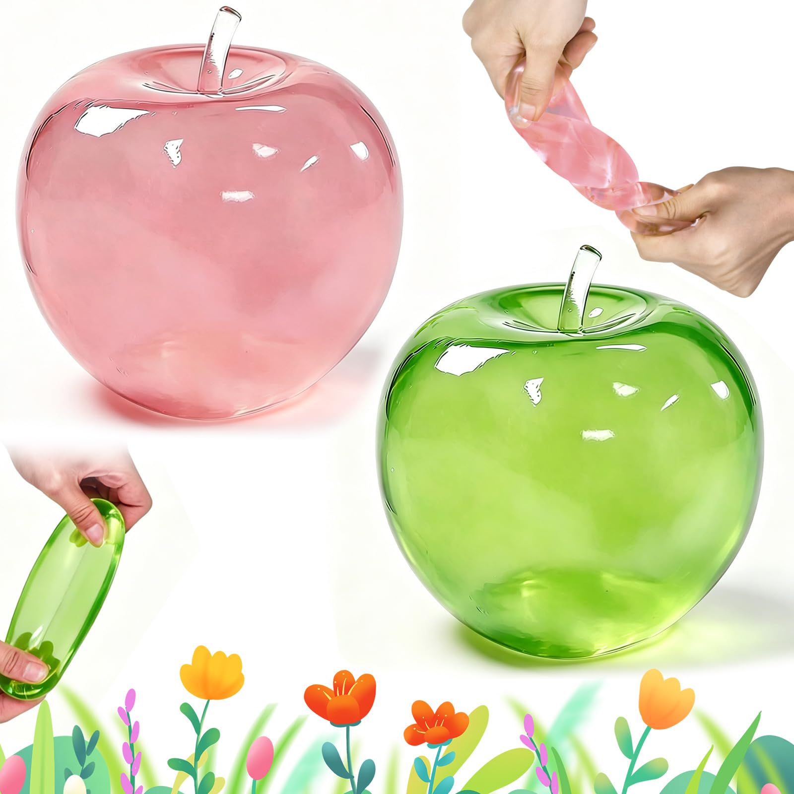 2PCS Apple Squishy Fidget Toys, Apples Stress Balls for Adults Kids, Green Apples Fidgets Squishies, Nice Ice Cube Sensory Toys, Cute SquishyAnxiety Relief for Adults Kids Funny Desk Decor — image 1
