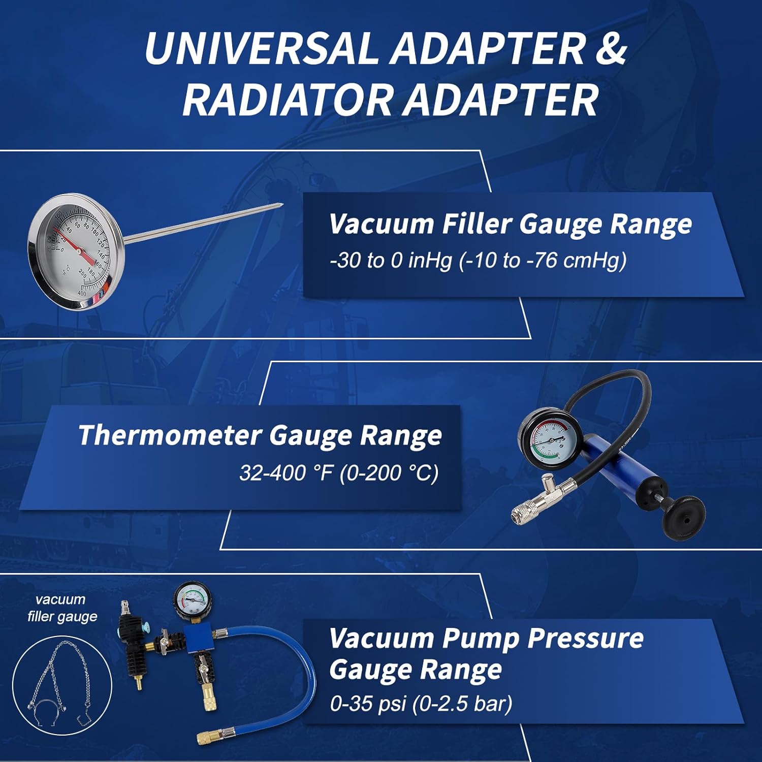 SINOCMP Coolant Vacuum Refill Kit & Coolant Pressure Tester Kit, 31pc Master Cooling System Vacuum Fill Tool, Radiator Vacuum Fill Kit with 23 Radiator Adapters,Complete Set for Leak Detection