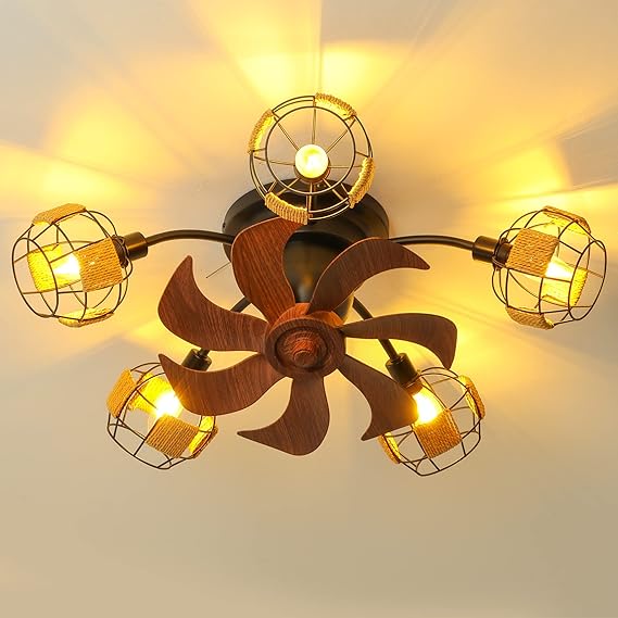 COCOSTAR Boho Ceiling Fan with Lights and Reversible Oscillating Blades